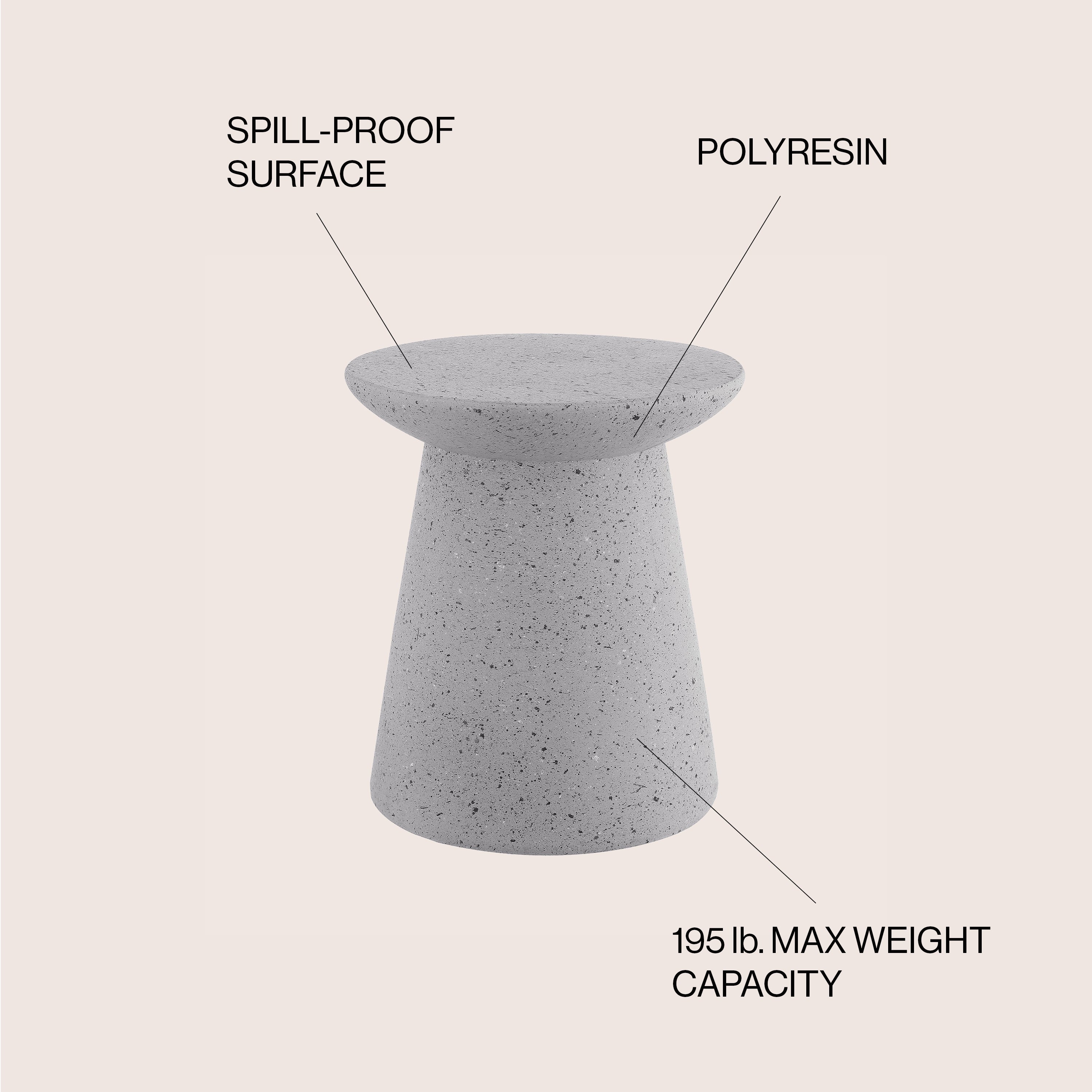 Hollie Minimalist Modern Drum Indoor/Outdoor Accent Table Pedestal