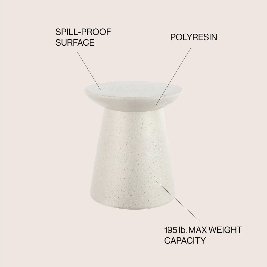 Hollie Minimalist Modern Drum Indoor/Outdoor Accent Table Pedestal