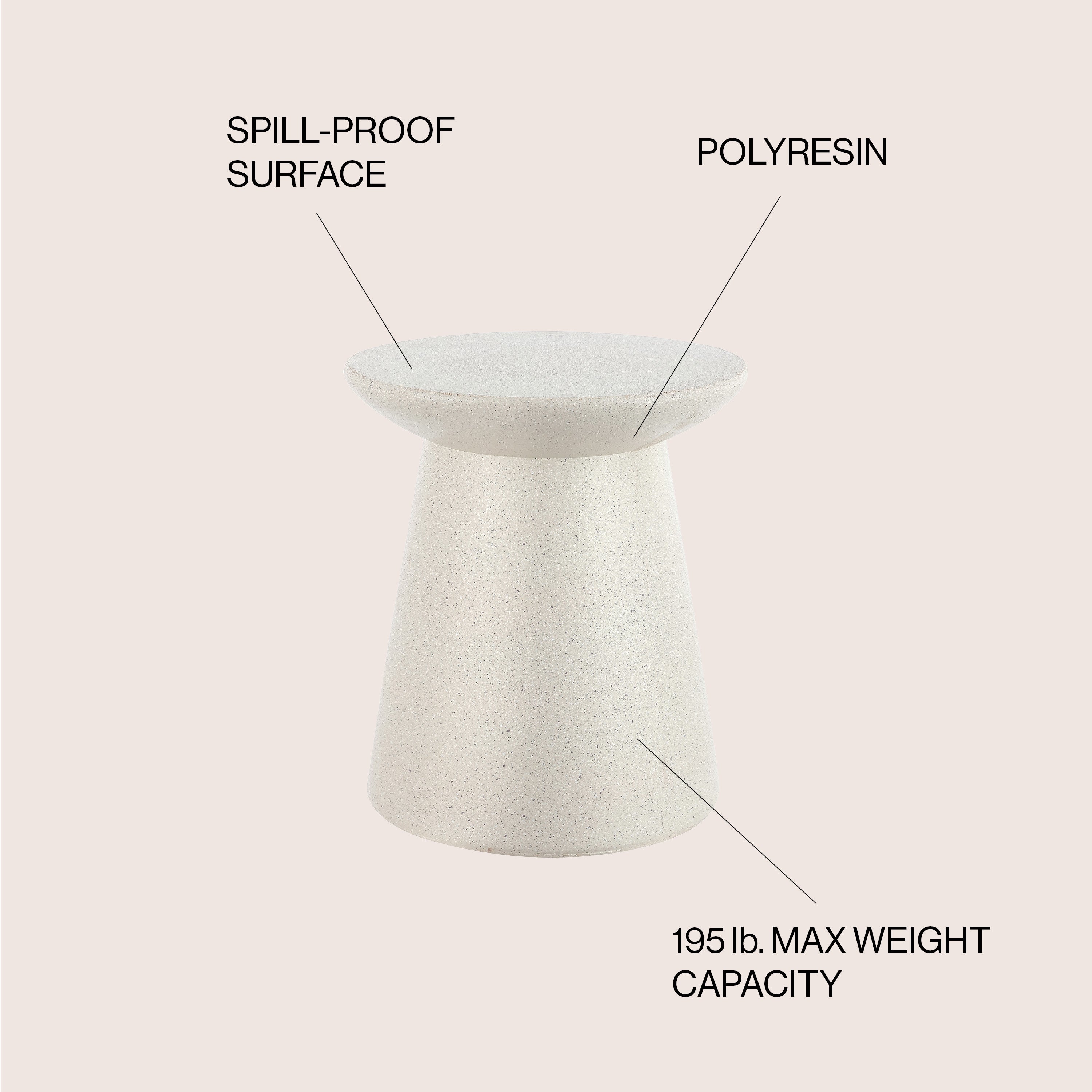 Hollie Minimalist Modern Drum Indoor/Outdoor Accent Table Pedestal