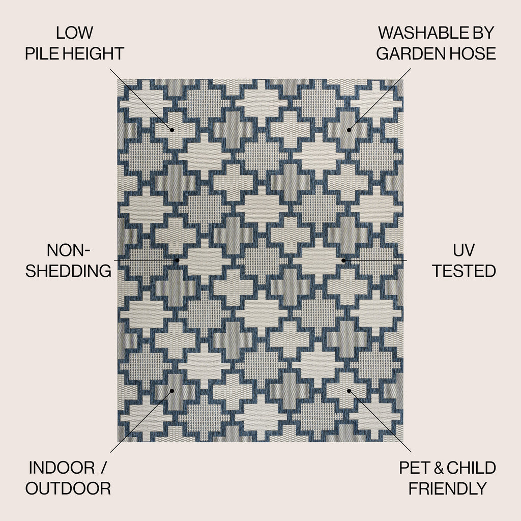 Cyrus Modern Geometric Tile Pattern Indoor/Outdoor Runner Rug