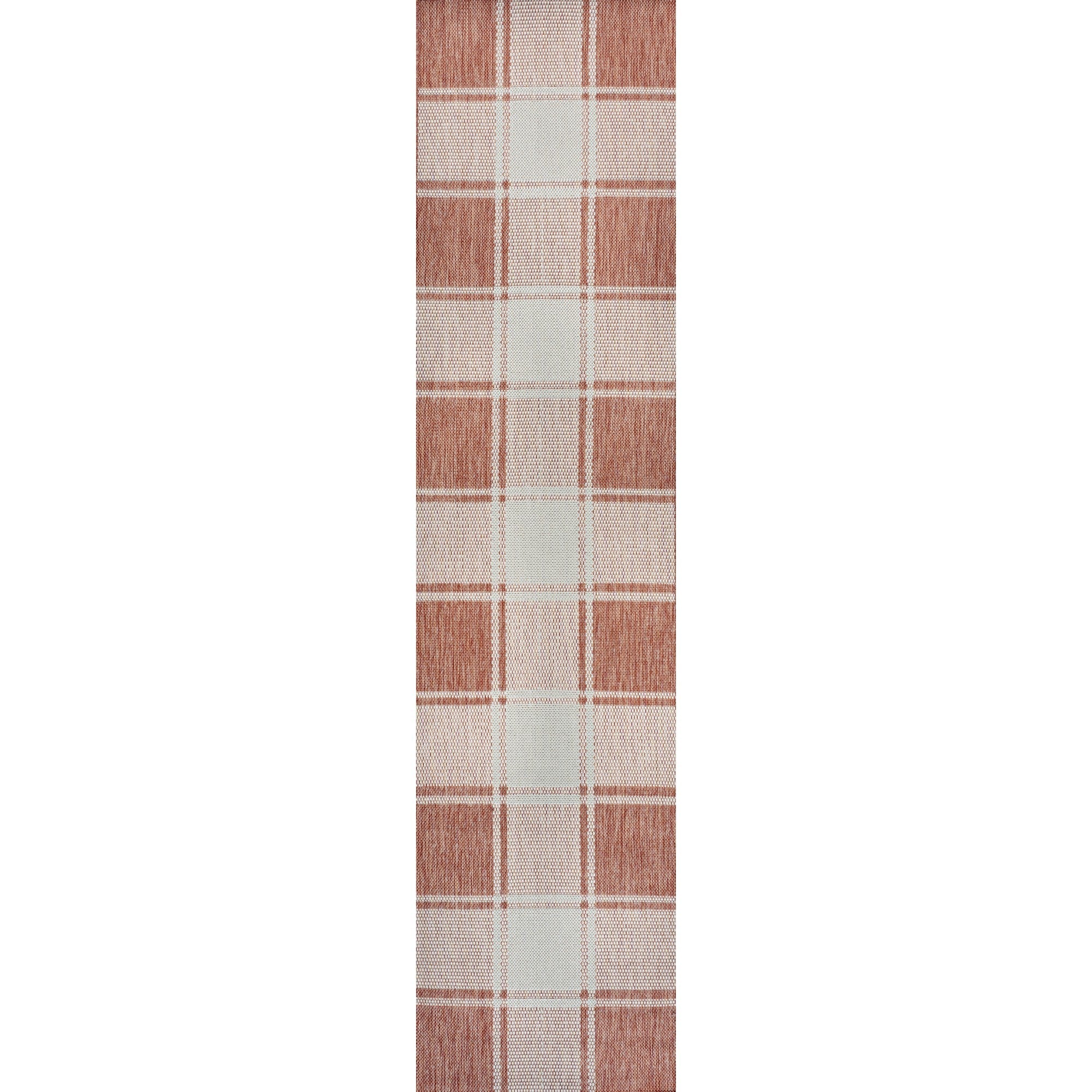 Sabine Traditional Farmhouse Bold Gingham Indoor/Outdoor Runner Rug