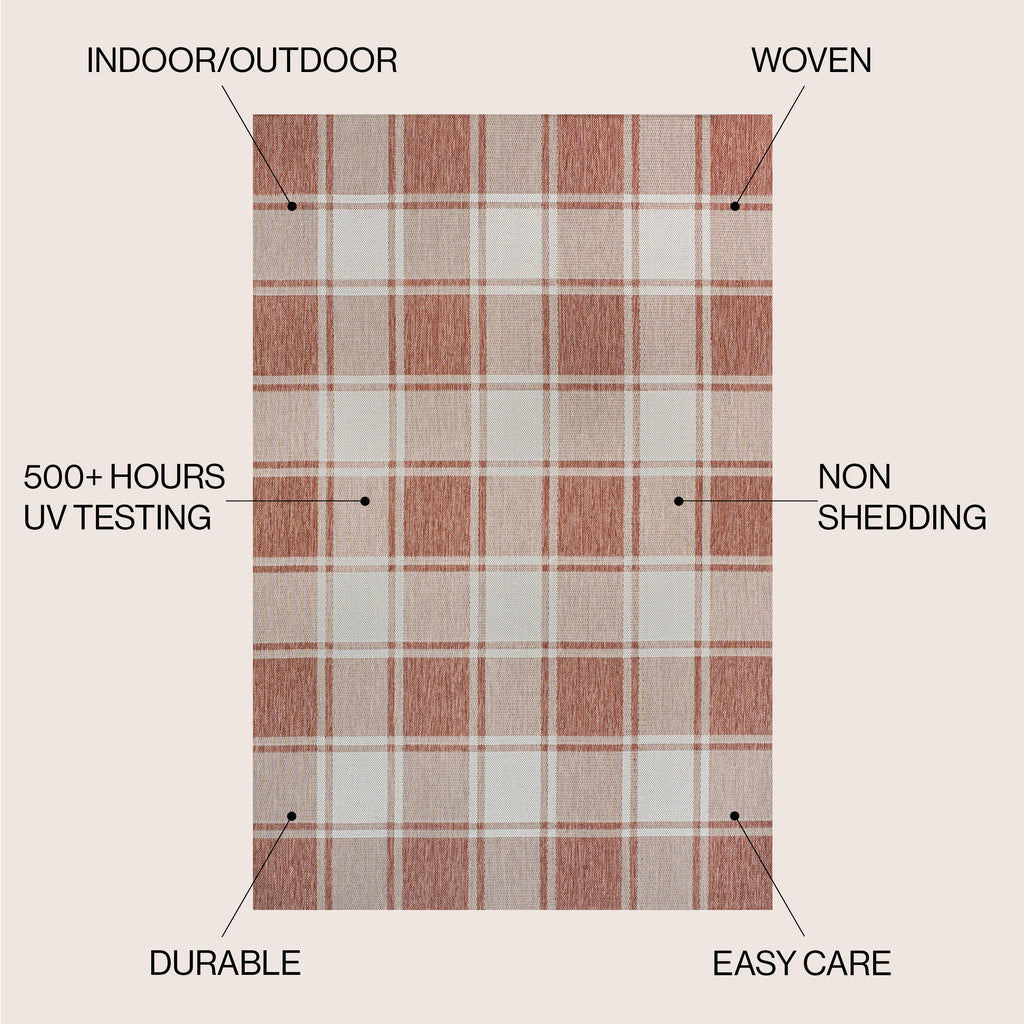 Sabine Traditional Farmhouse Bold Gingham Indoor/Outdoor Runner Rug