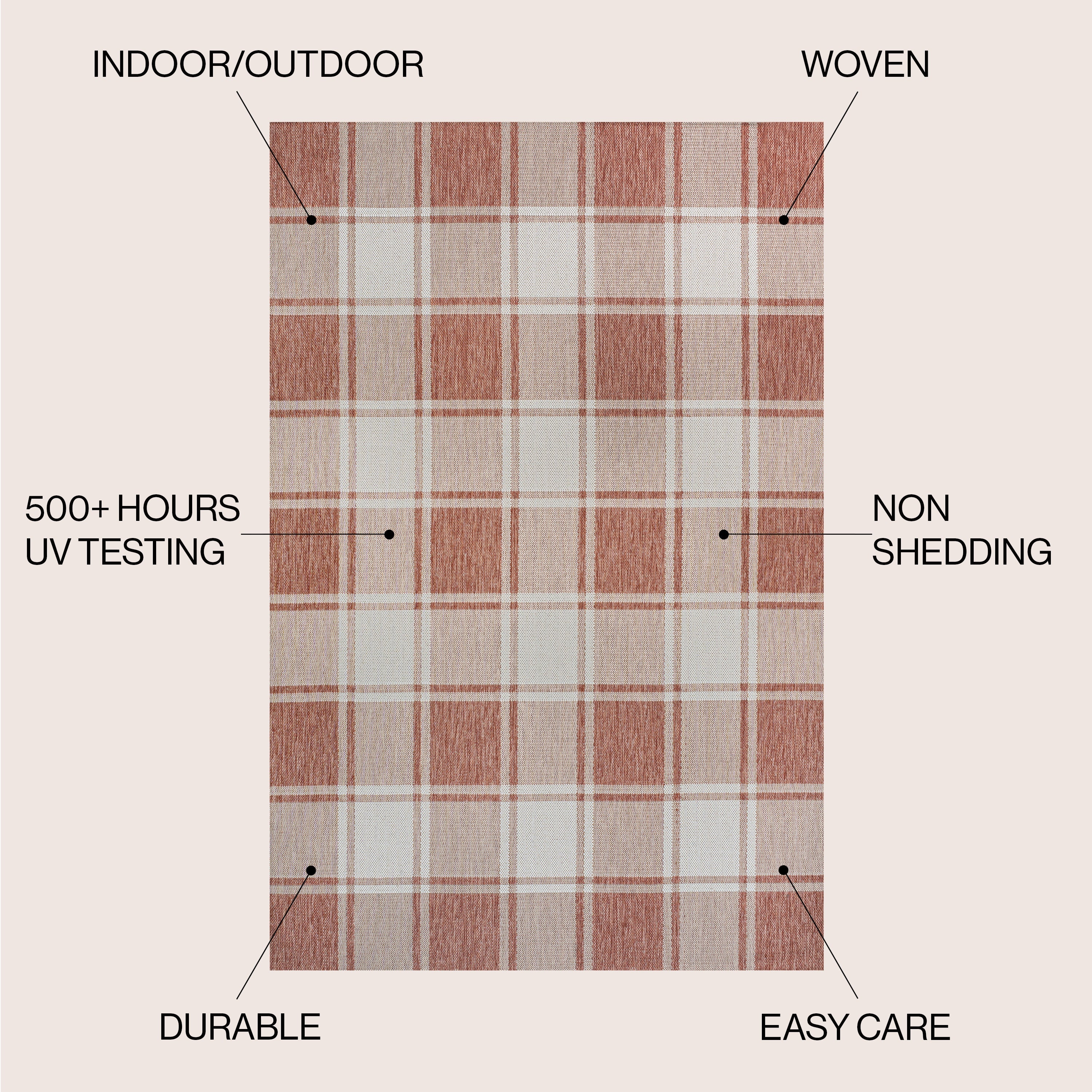 Sabine Traditional Farmhouse Bold Gingham Indoor/Outdoor Runner Rug