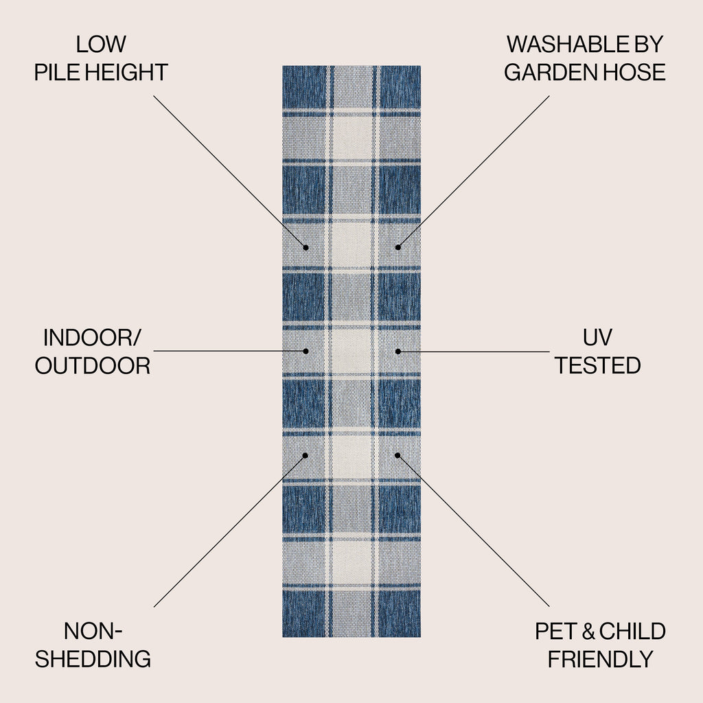 Sabine Traditional Farmhouse Bold Gingham Indoor/Outdoor Runner Rug