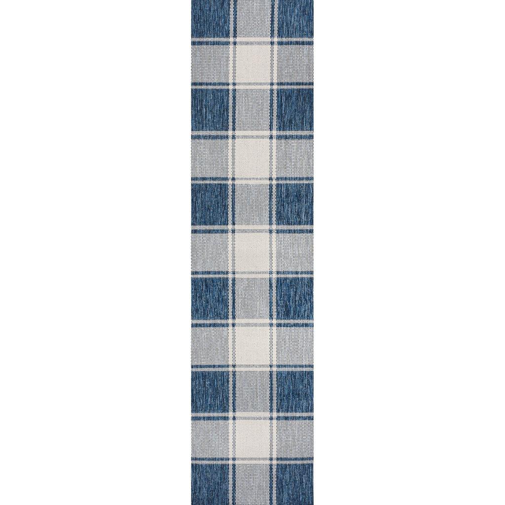 Sabine Traditional Farmhouse Bold Gingham Indoor/Outdoor Runner Rug