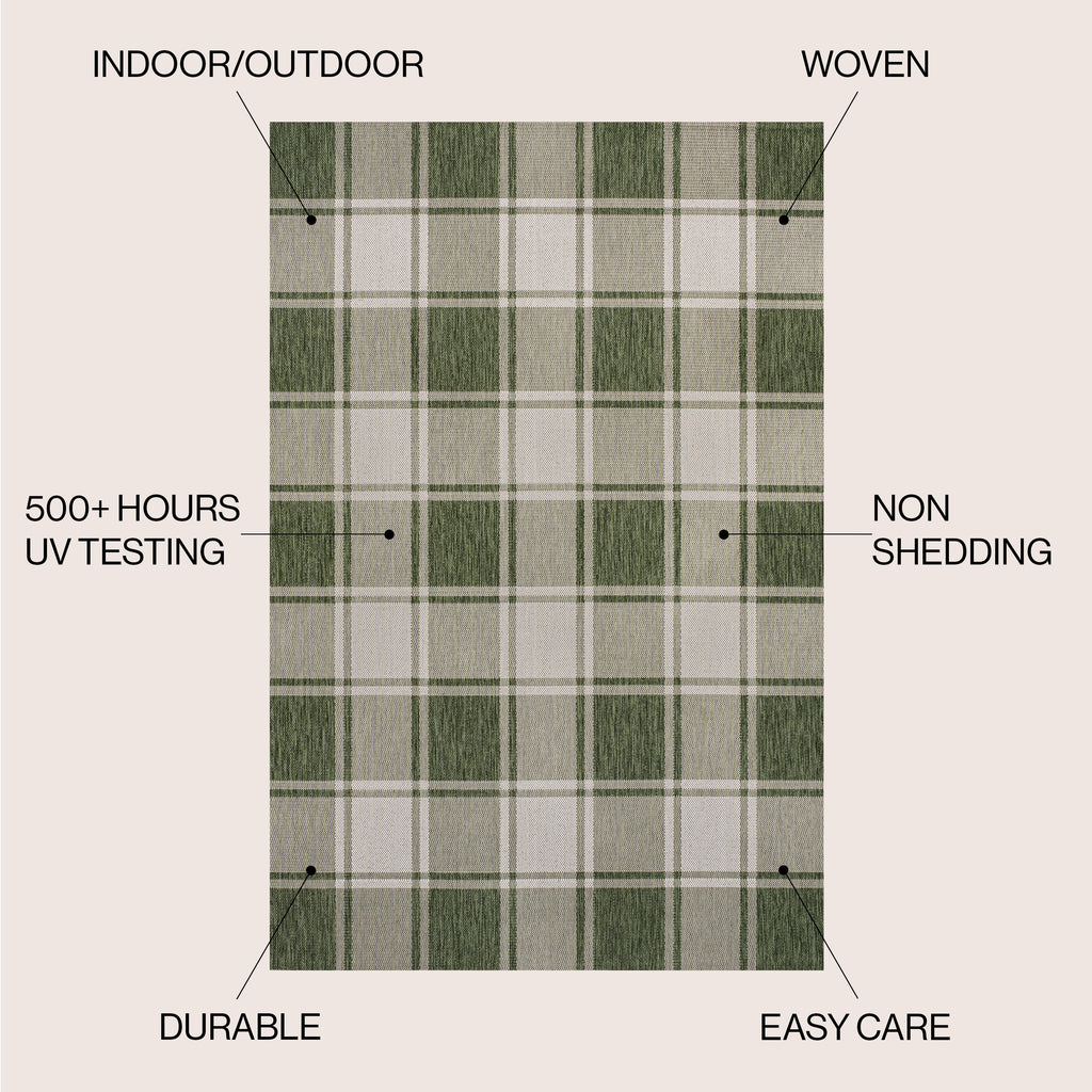 Sabine Traditional Farmhouse Bold Gingham Indoor/Outdoor Runner Rug