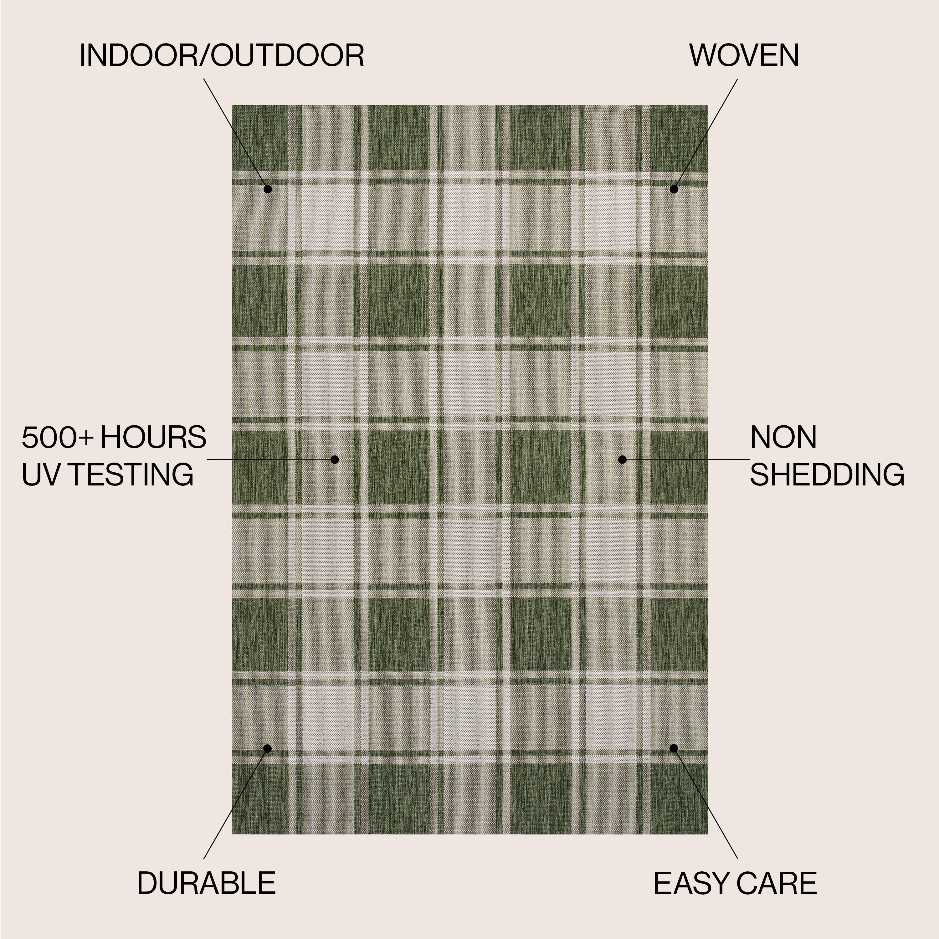 Sabine Traditional Farmhouse Bold Gingham Indoor/Outdoor Runner Rug
