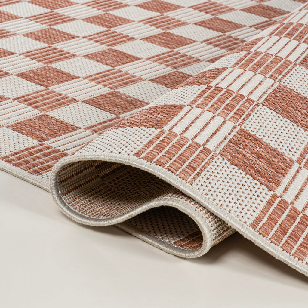 Aimee Traditional Cottage Checkerboard Indoor/Outdoor Runner Rug
