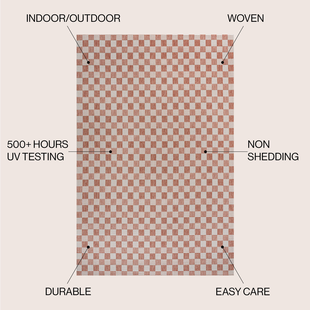 Aimee Traditional Cottage Checkerboard Indoor/Outdoor Runner Rug