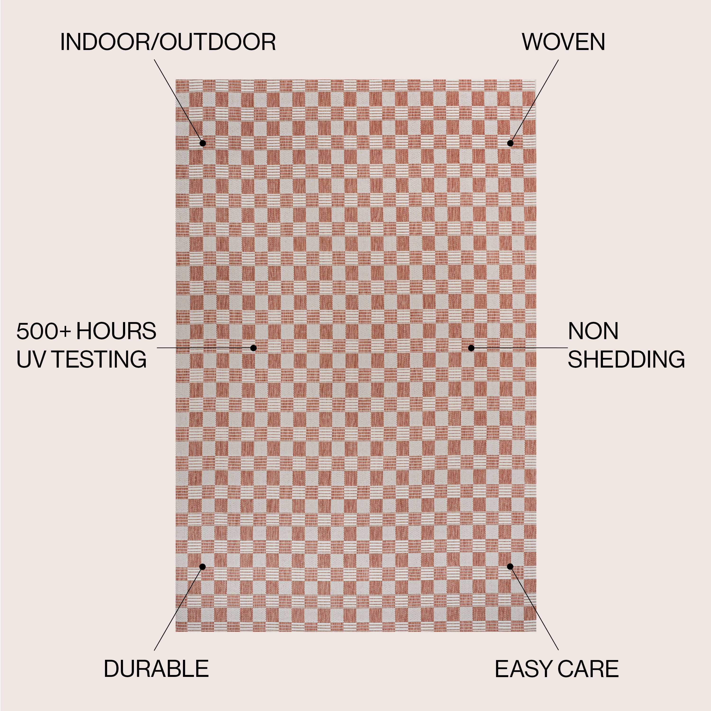 Aimee Traditional Cottage Checkerboard Indoor/Outdoor Runner Rug
