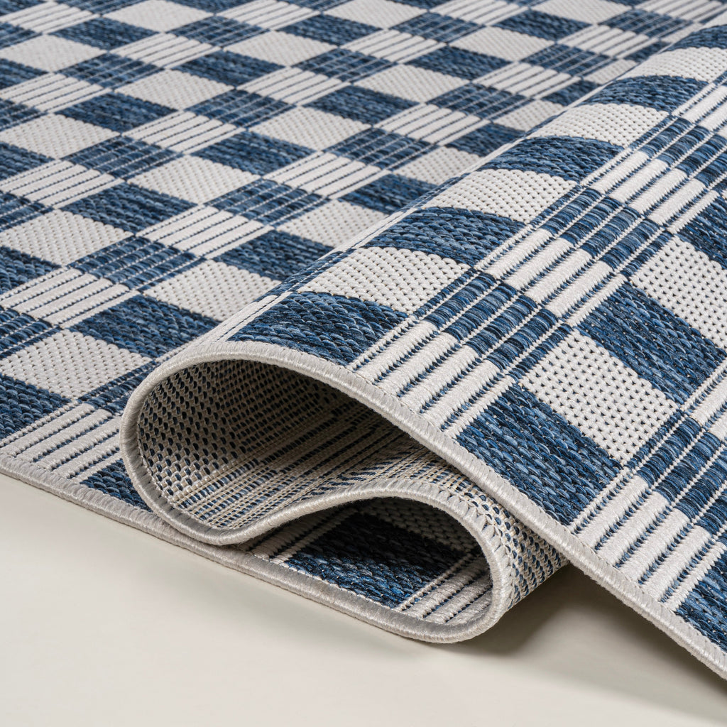 Aimee Traditional Cottage Checkerboard Indoor/Outdoor Runner Rug