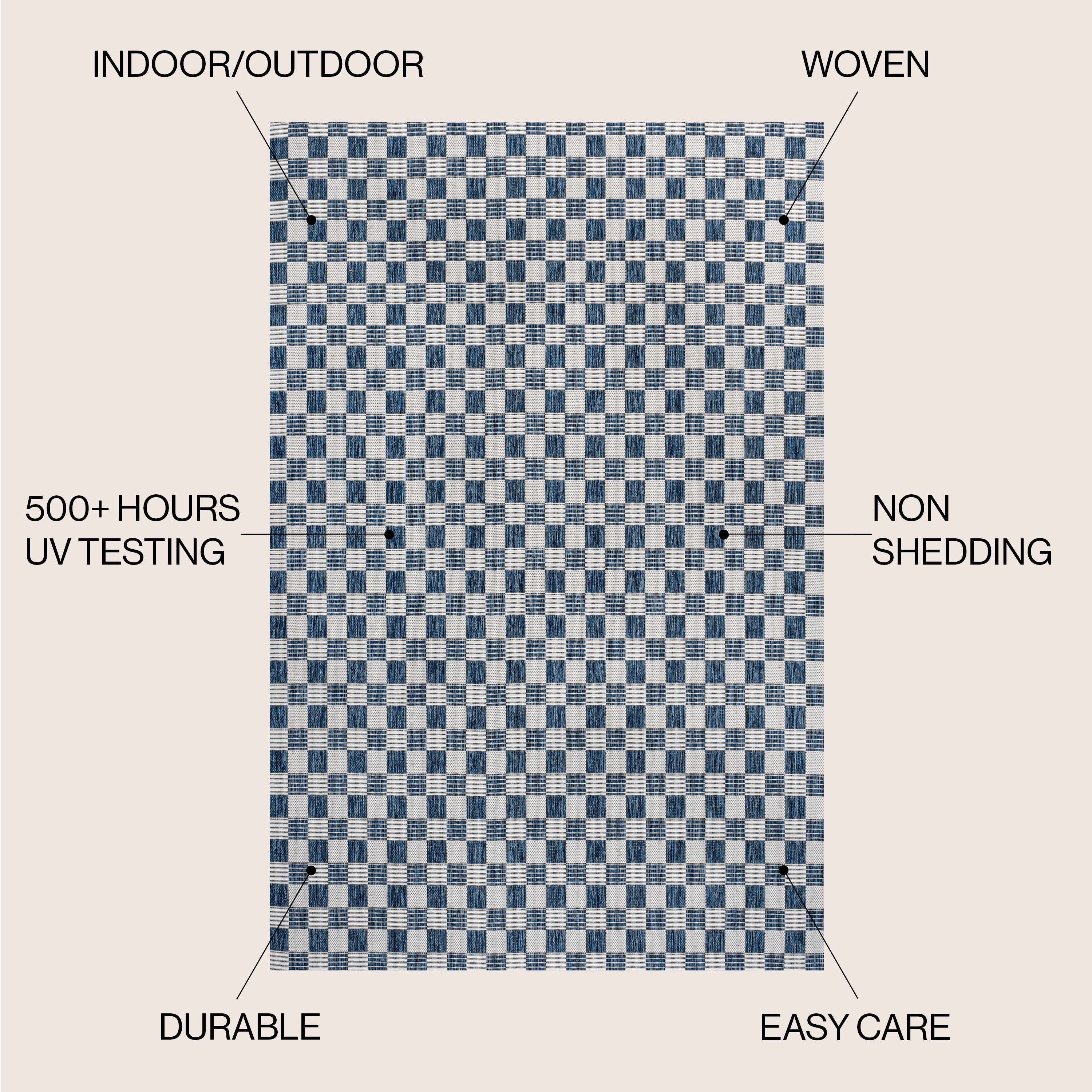Aimee Traditional Cottage Checkerboard Indoor/Outdoor Runner Rug