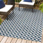 Aimee Traditional Cottage Checkerboard Indoor/Outdoor Runner Rug
