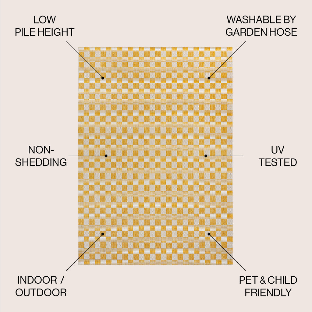 Aimee Traditional Cottage Checkerboard Indoor/Outdoor Runner Rug