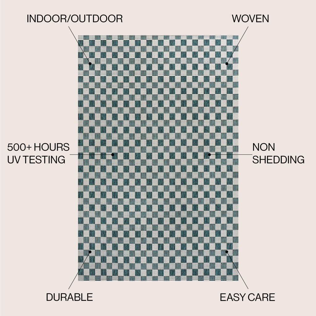 Aimee Traditional Cottage Checkerboard Indoor/Outdoor Runner Rug