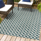 Aimee Traditional Cottage Checkerboard Indoor/Outdoor Runner Rug