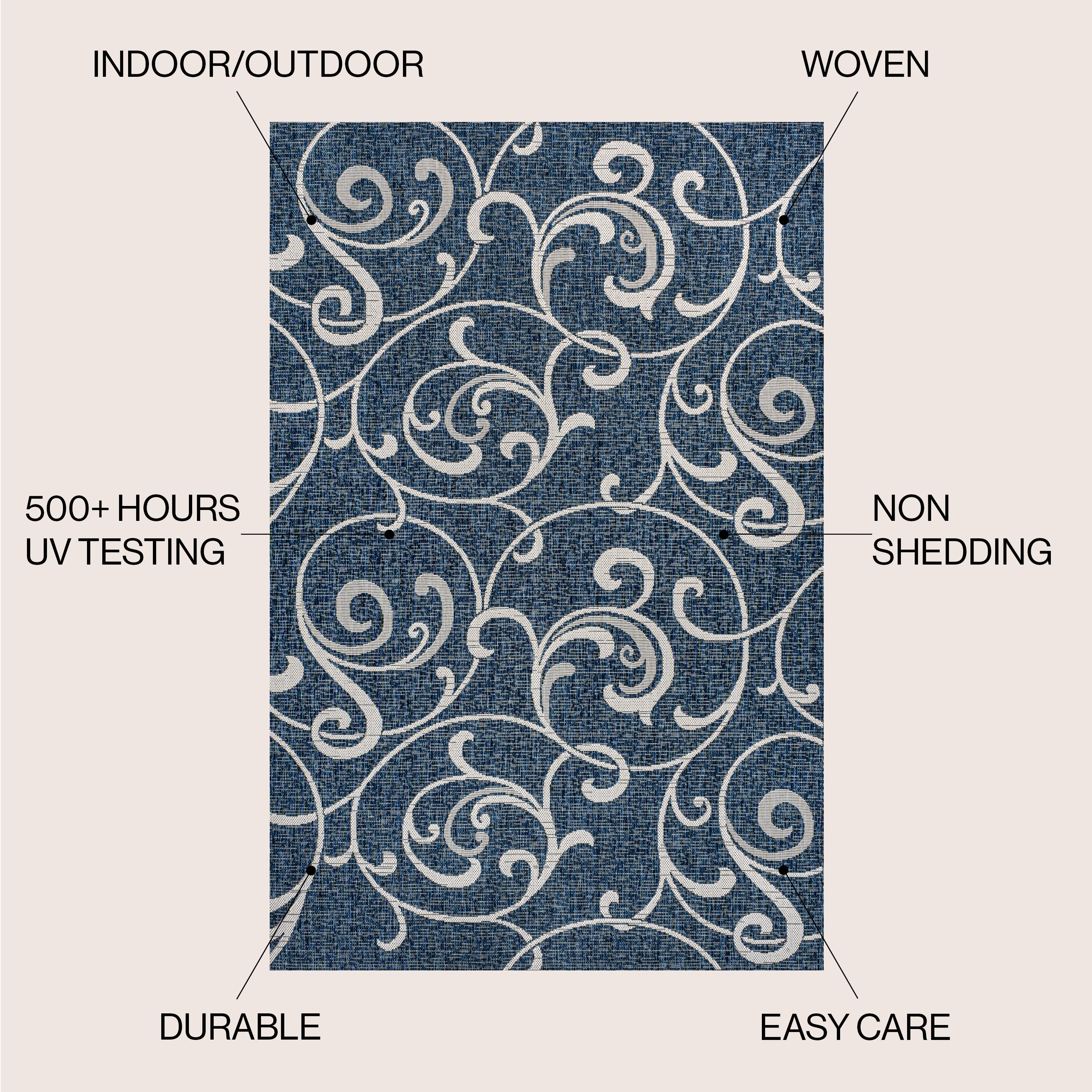Maribel Traditional Classic All-Over Scroll Indoor/Outdoor Area Rug
