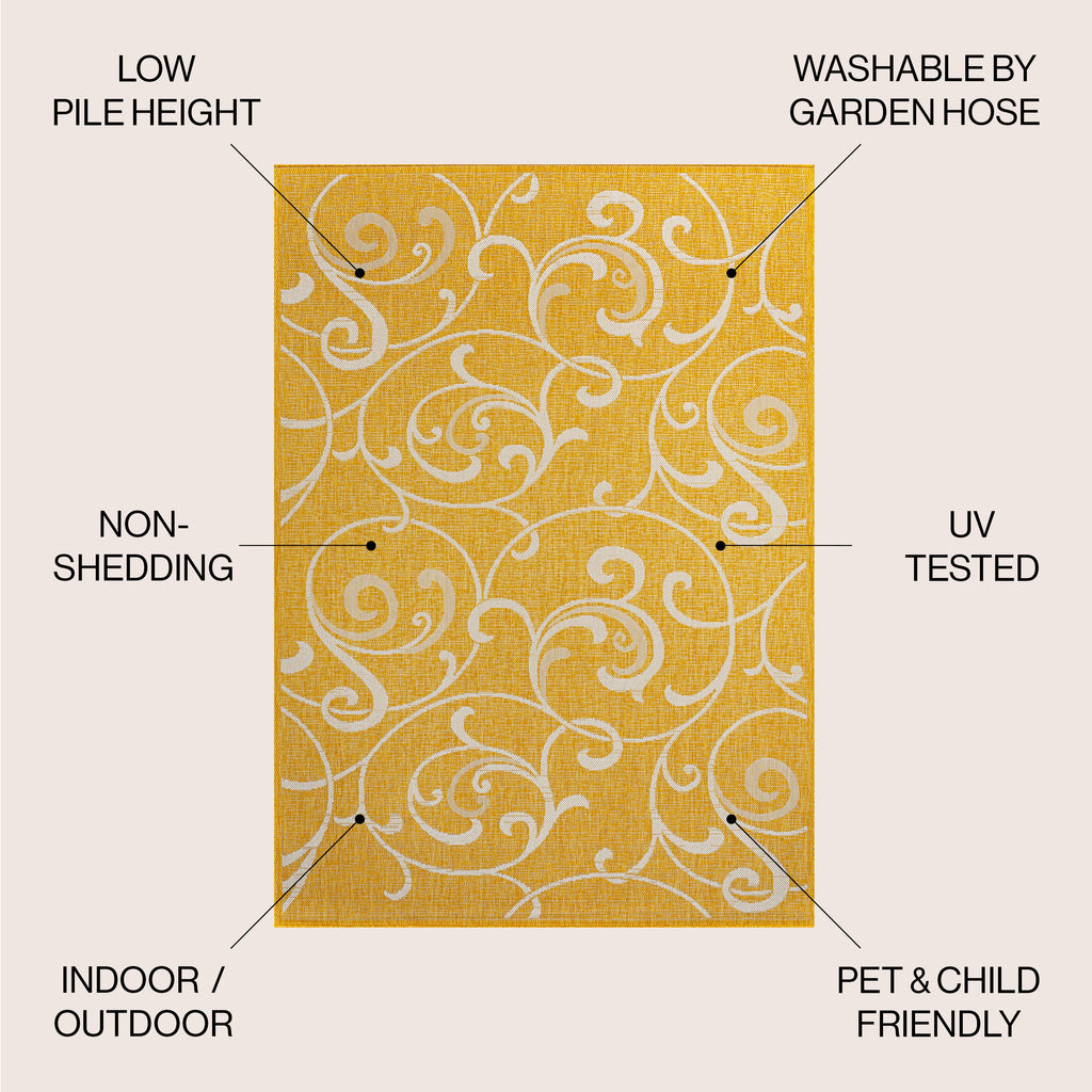 Maribel Traditional Classic All-Over Scroll Indoor/Outdoor Area Rug