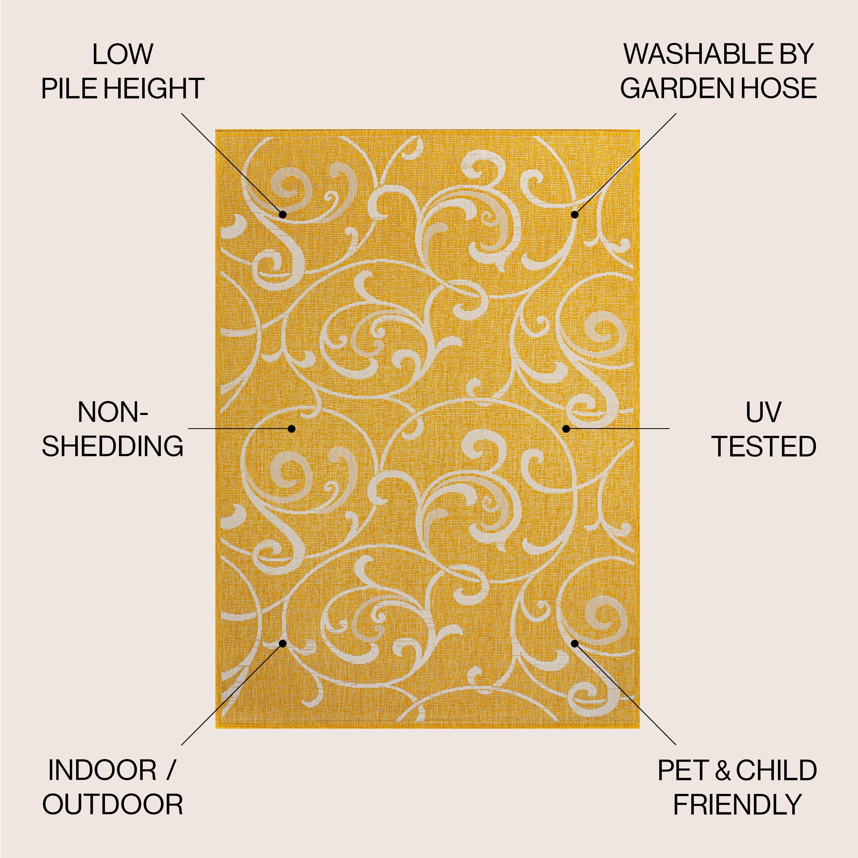 Maribel Traditional Classic All-Over Scroll Indoor/Outdoor Area Rug