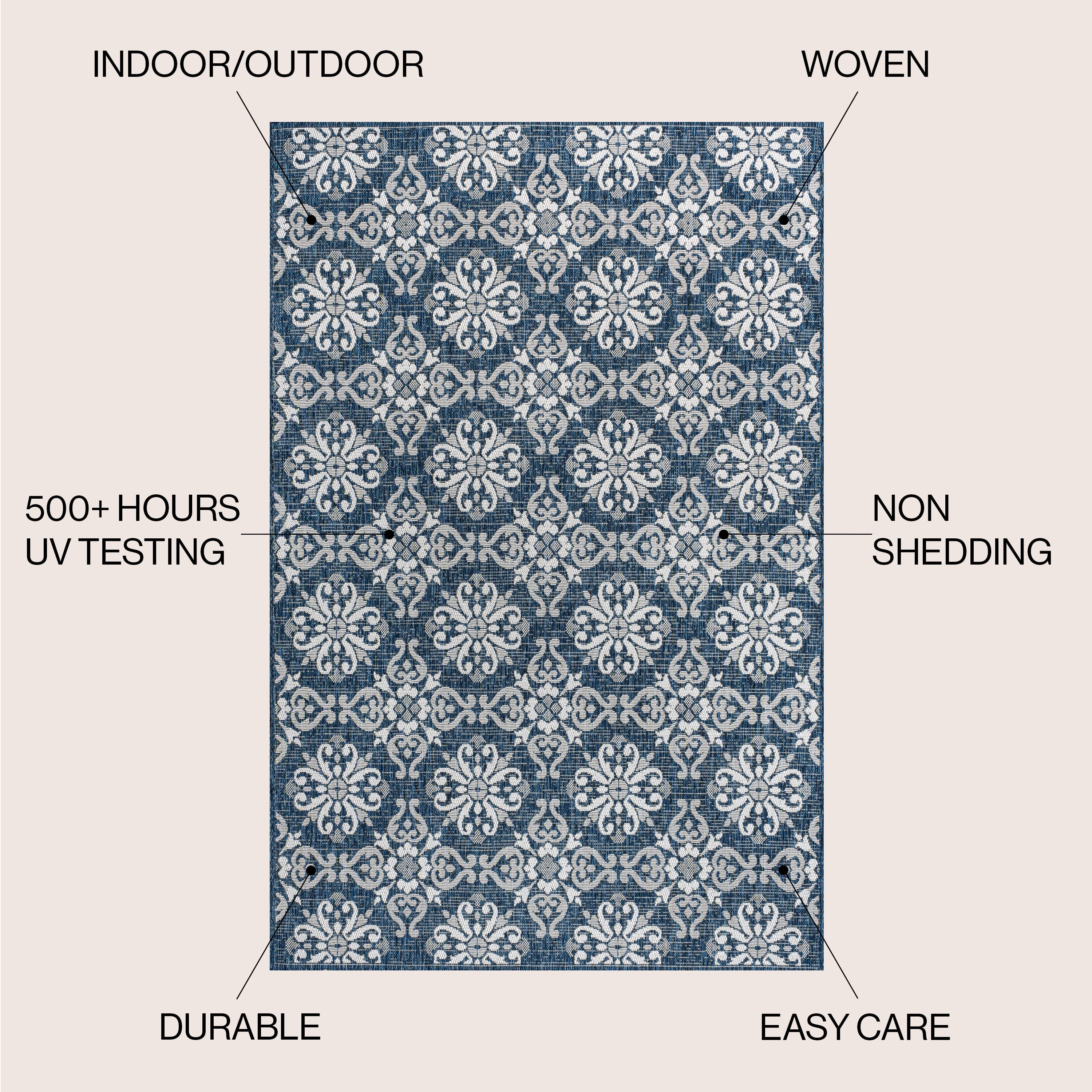 Amora Traditional Mediterranean Tile Design Indoor/Outdoor Rug
