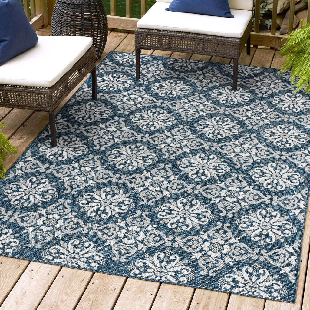 Amora Traditional Mediterranean Tile Design Indoor/Outdoor Rug