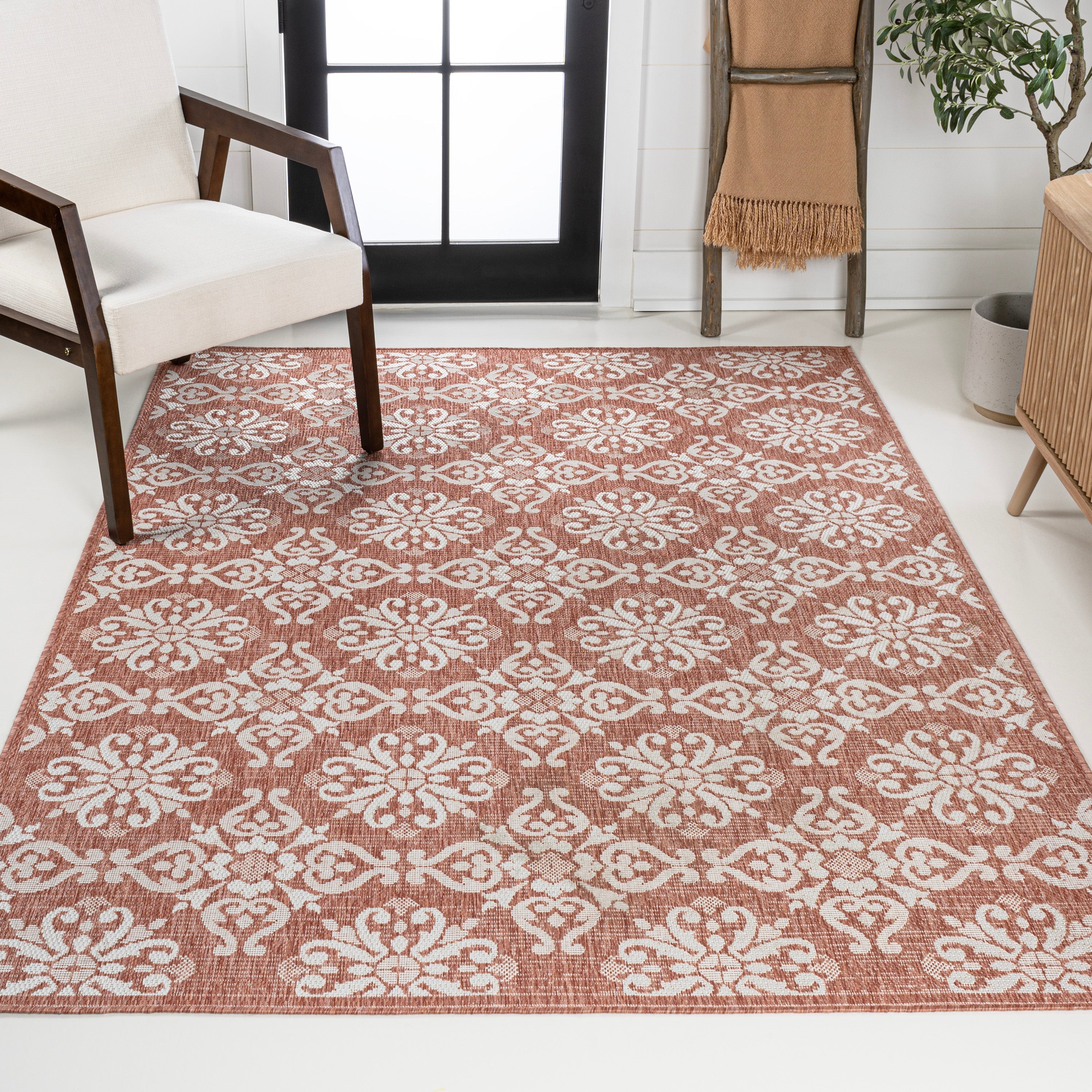 Amora Traditional Mediterranean Tile Design Indoor/Outdoor Rug