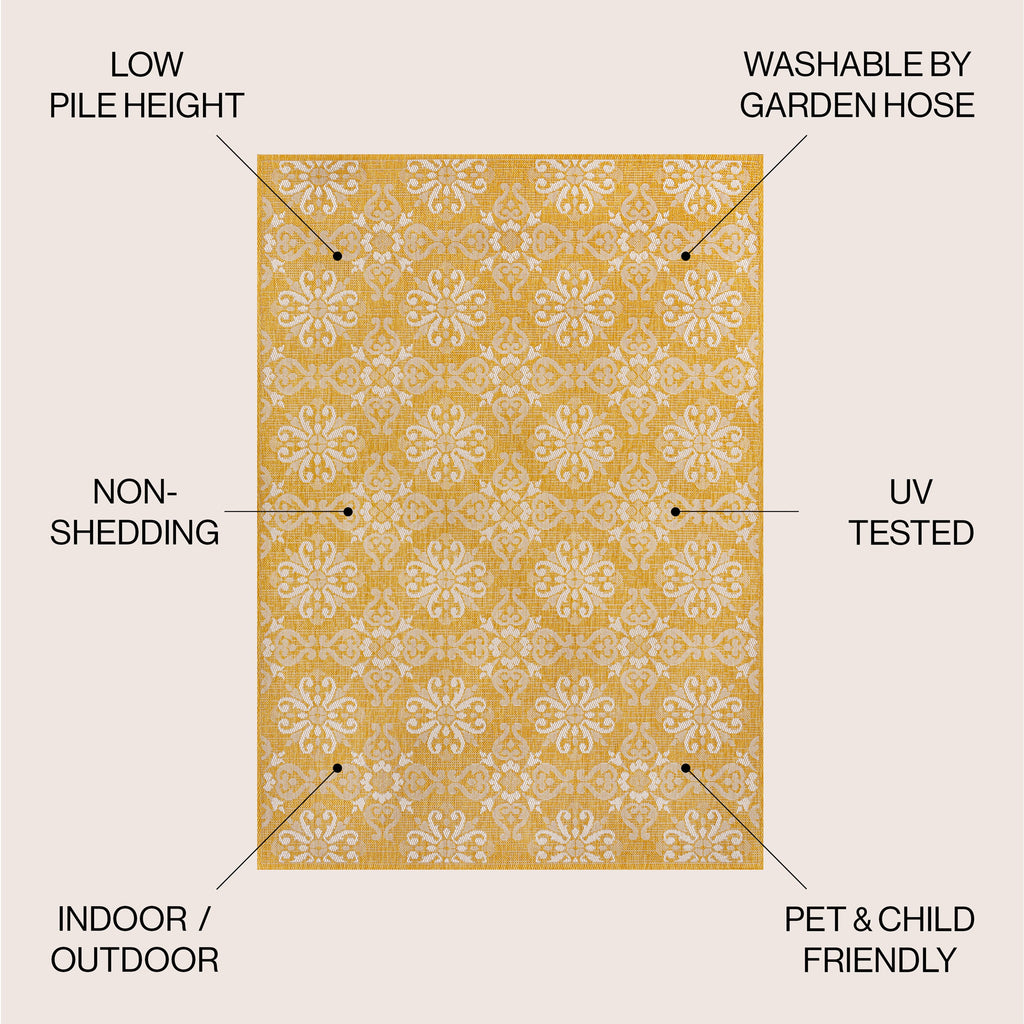 Amora Traditional Mediterranean Tile Design Indoor/Outdoor Rug