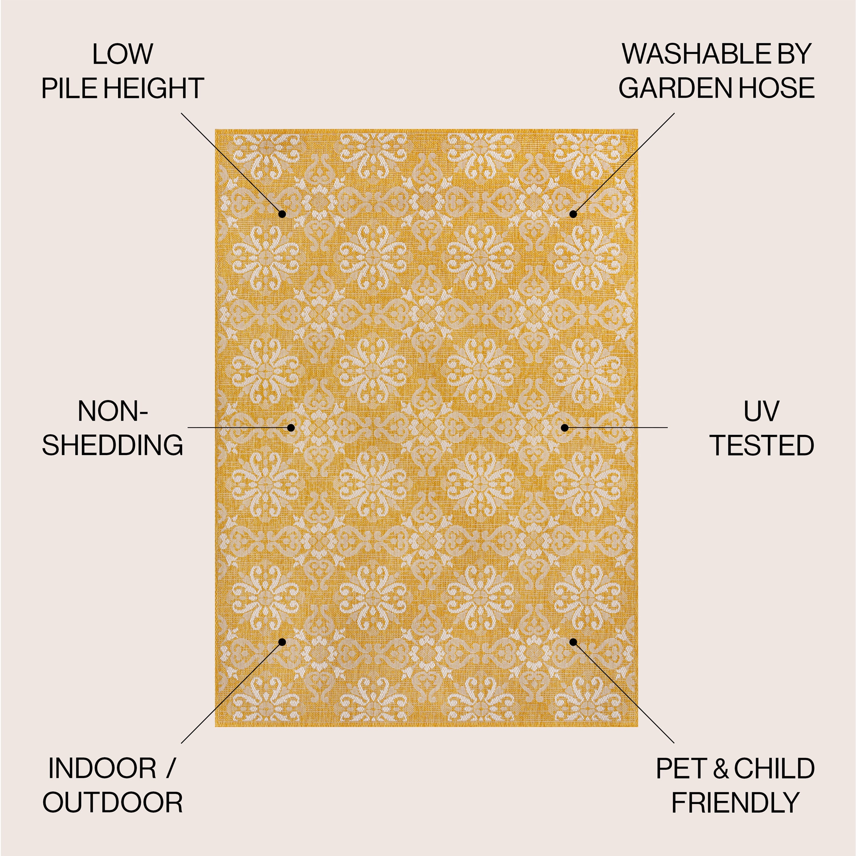 Amora Traditional Mediterranean Tile Design Indoor/Outdoor Rug