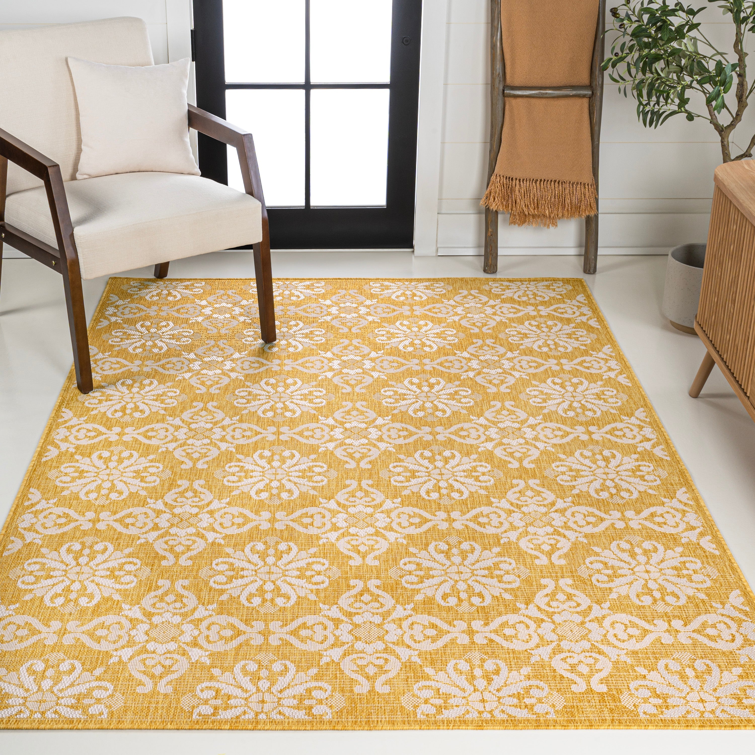 Amora Traditional Mediterranean Tile Design Indoor/Outdoor Rug