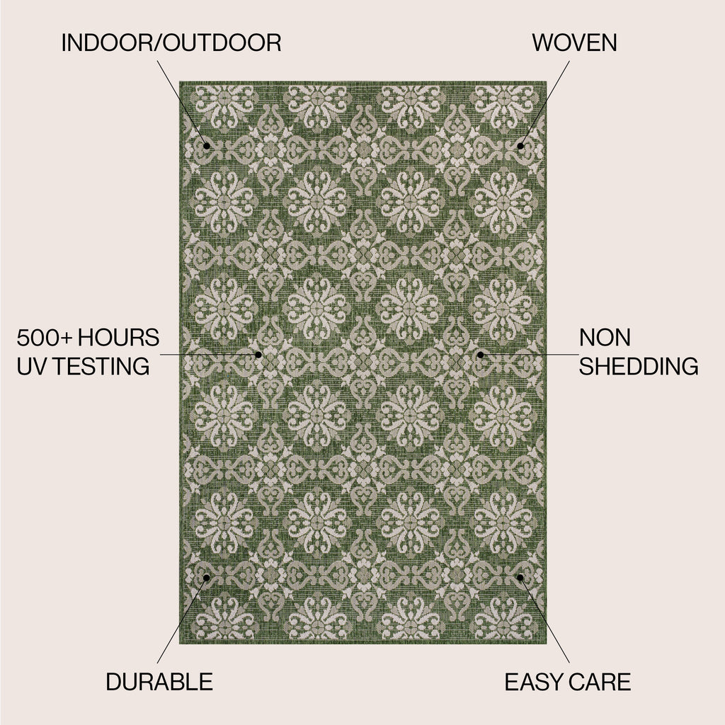 Amora Traditional Mediterranean Tile Design Indoor/Outdoor Rug