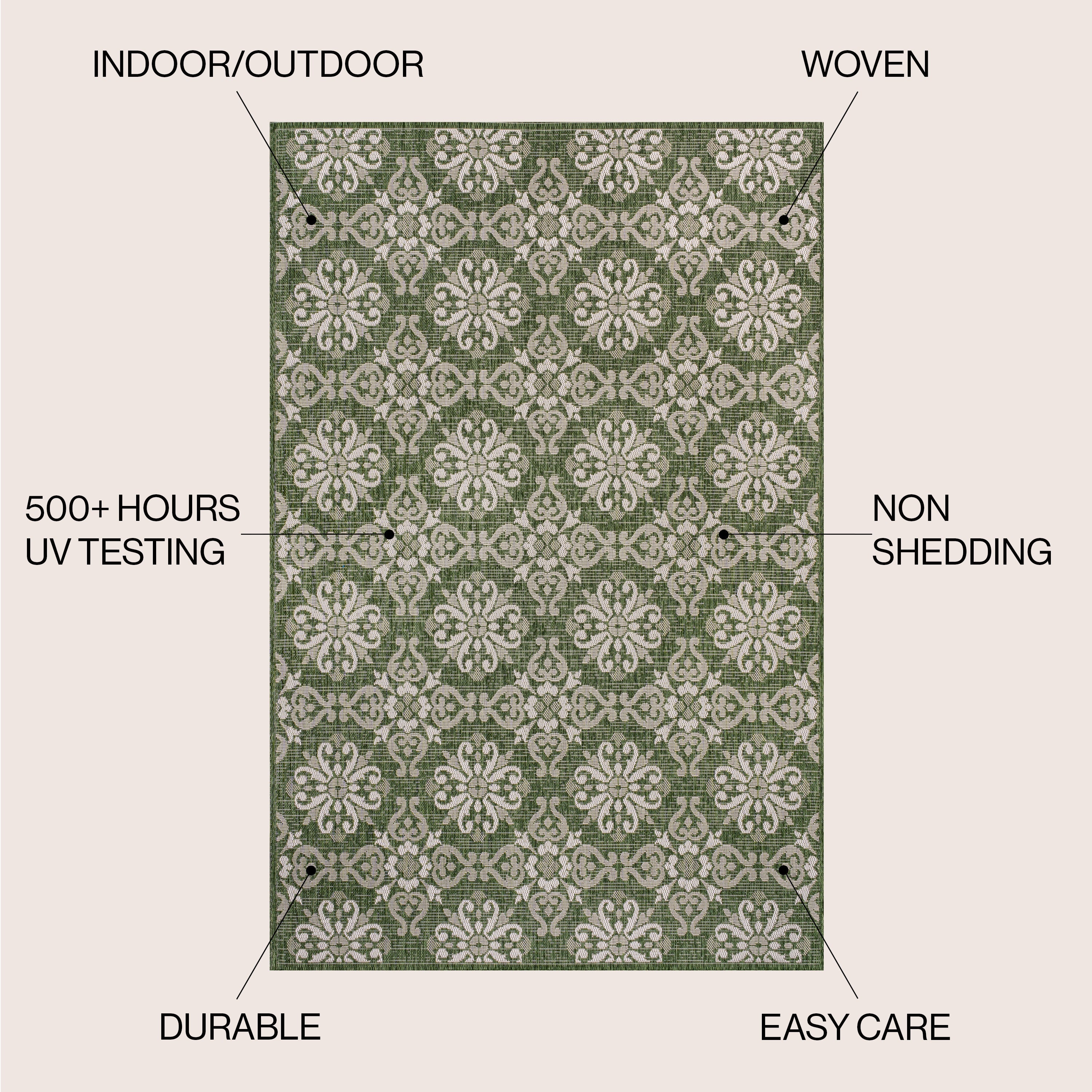 Amora Traditional Mediterranean Tile Design Indoor/Outdoor Rug