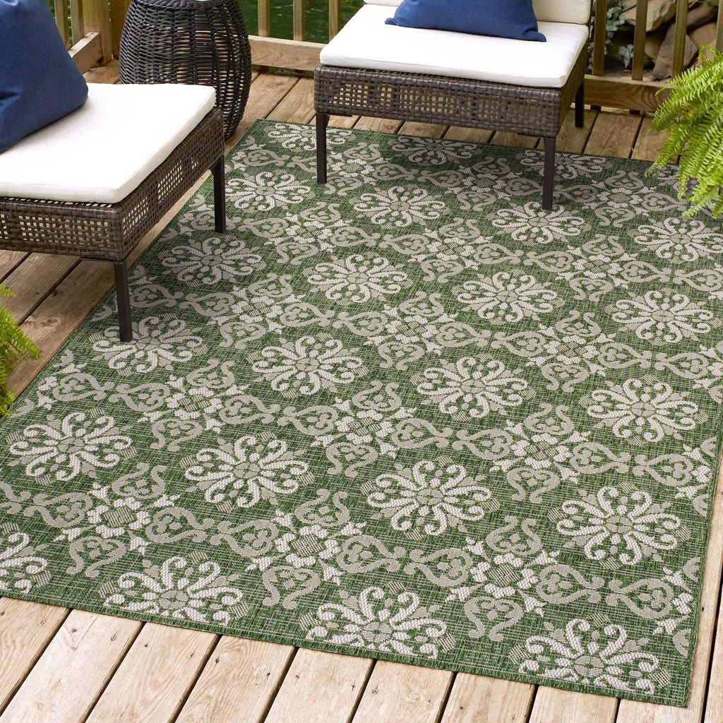 Amora Traditional Mediterranean Tile Design Indoor/Outdoor Rug