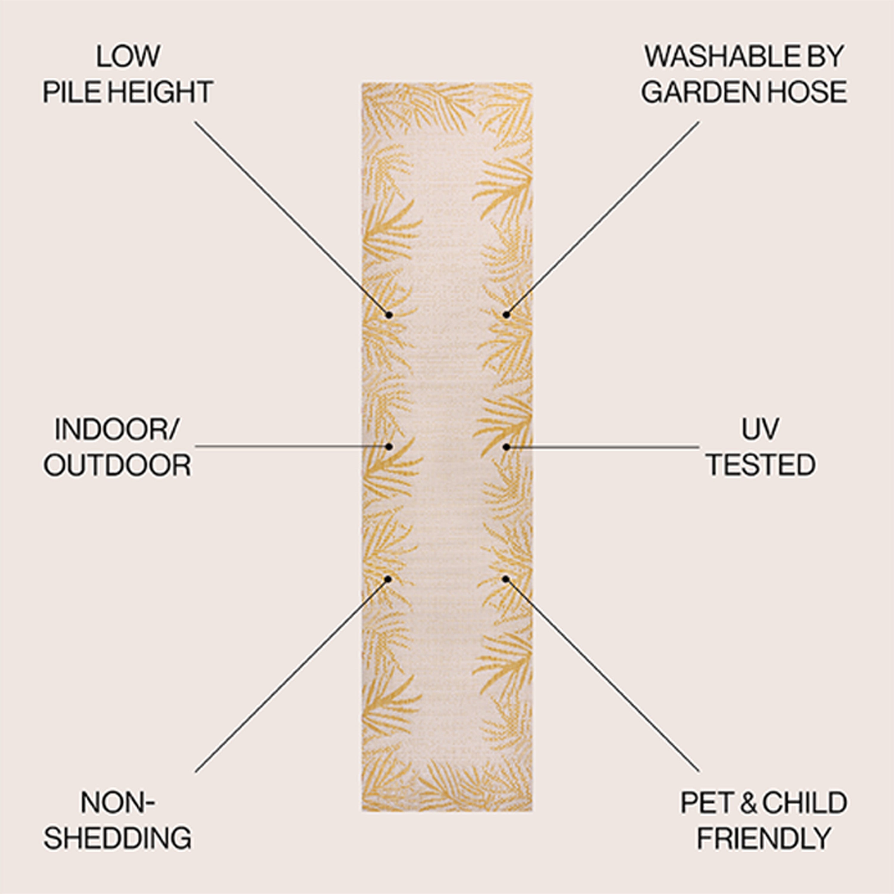 Isola Coastal Cottage Palm Frond Border Indoor/Outdoor Area Rug
