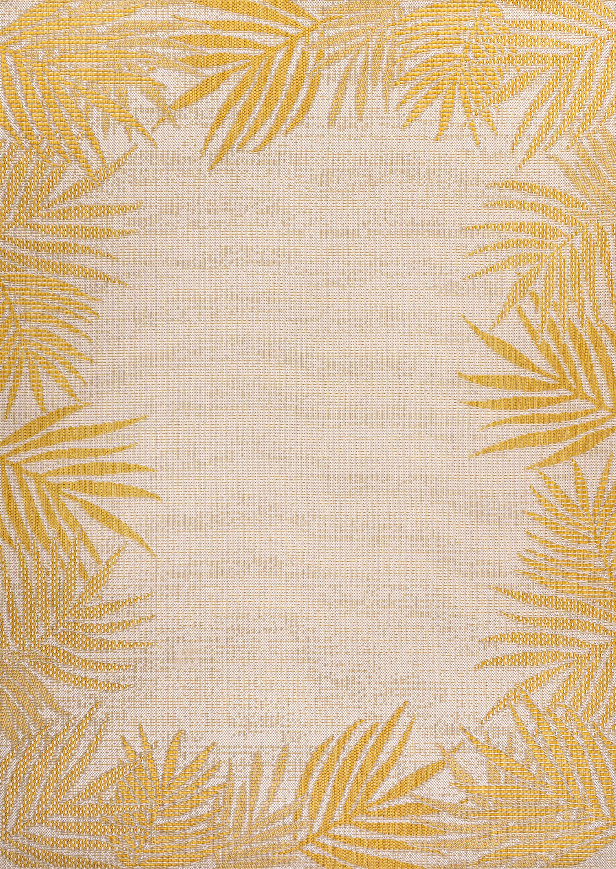 Isola Coastal Cottage Palm Frond Border Indoor/Outdoor Area Rug