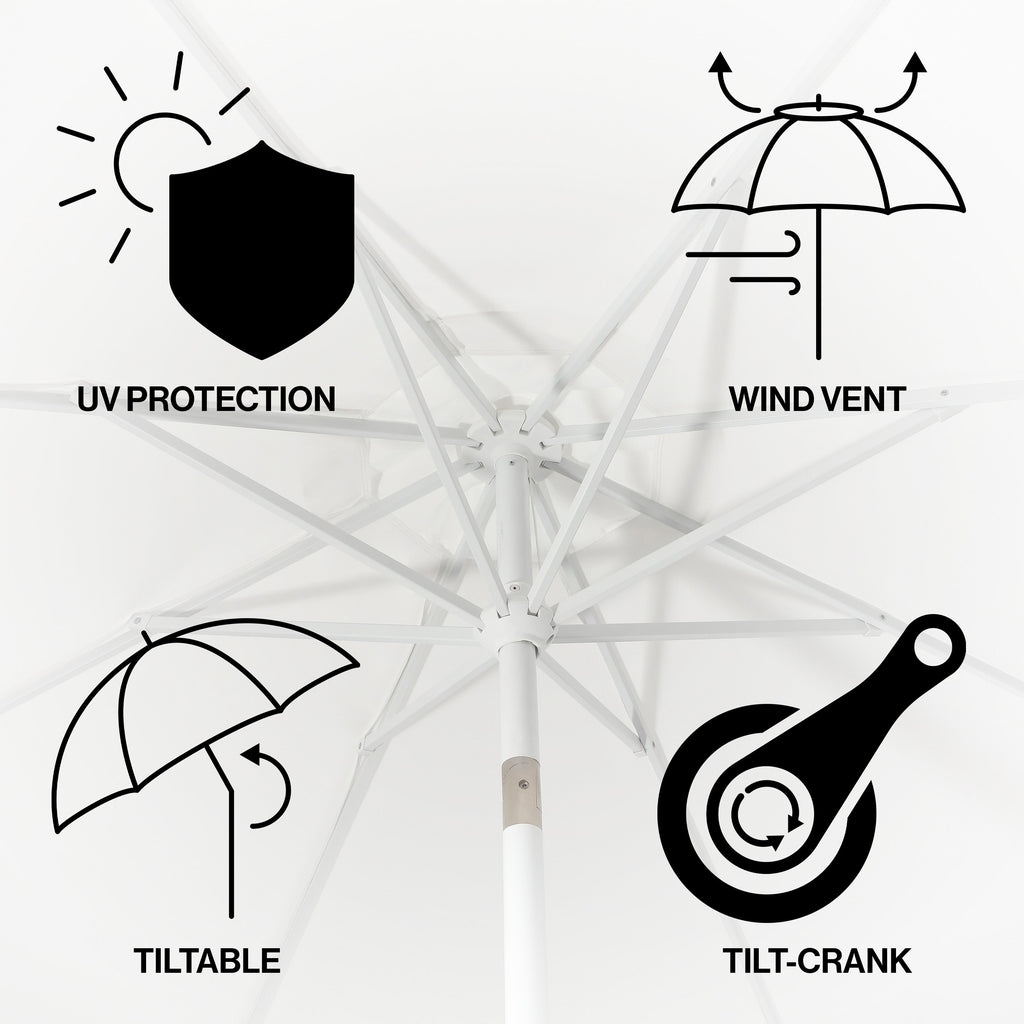 Baiona Classic MidCentury Market Patio Umbrella with UV Protection