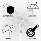 Baiona Classic MidCentury Market Patio Umbrella with UV Protection