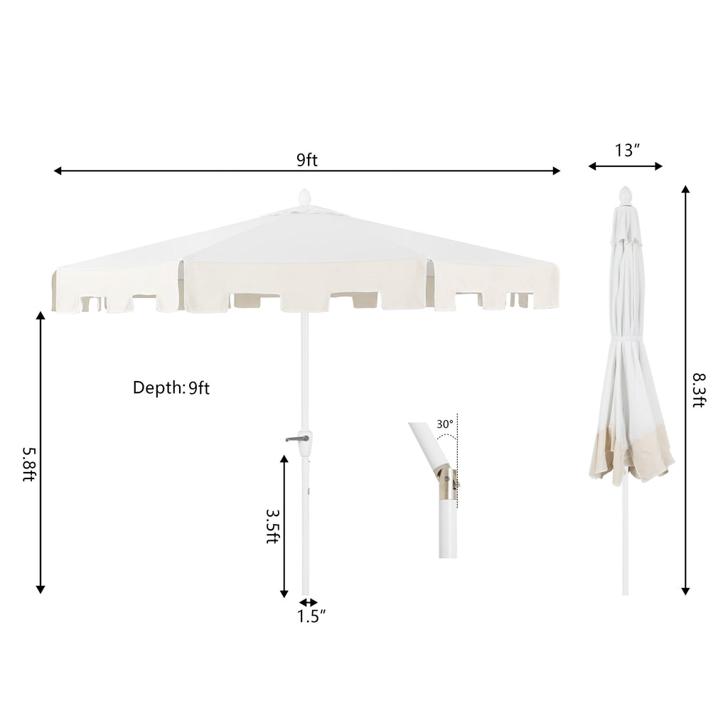 Baiona Classic MidCentury Market Patio Umbrella with UV Protection
