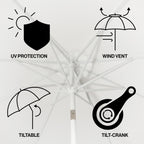 Baiona Classic MidCentury Market Patio Umbrella with UV Protection