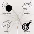 Baiona Classic MidCentury Market Patio Umbrella with UV Protection