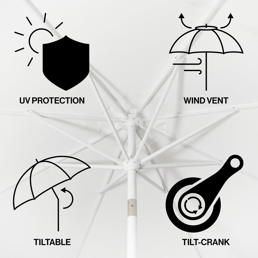 Baiona Classic MidCentury Market Patio Umbrella with UV Protection