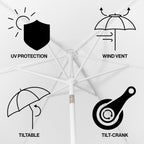 Collins Classic Cottage Tassel Market Patio Umbrella with Auto-Tilt