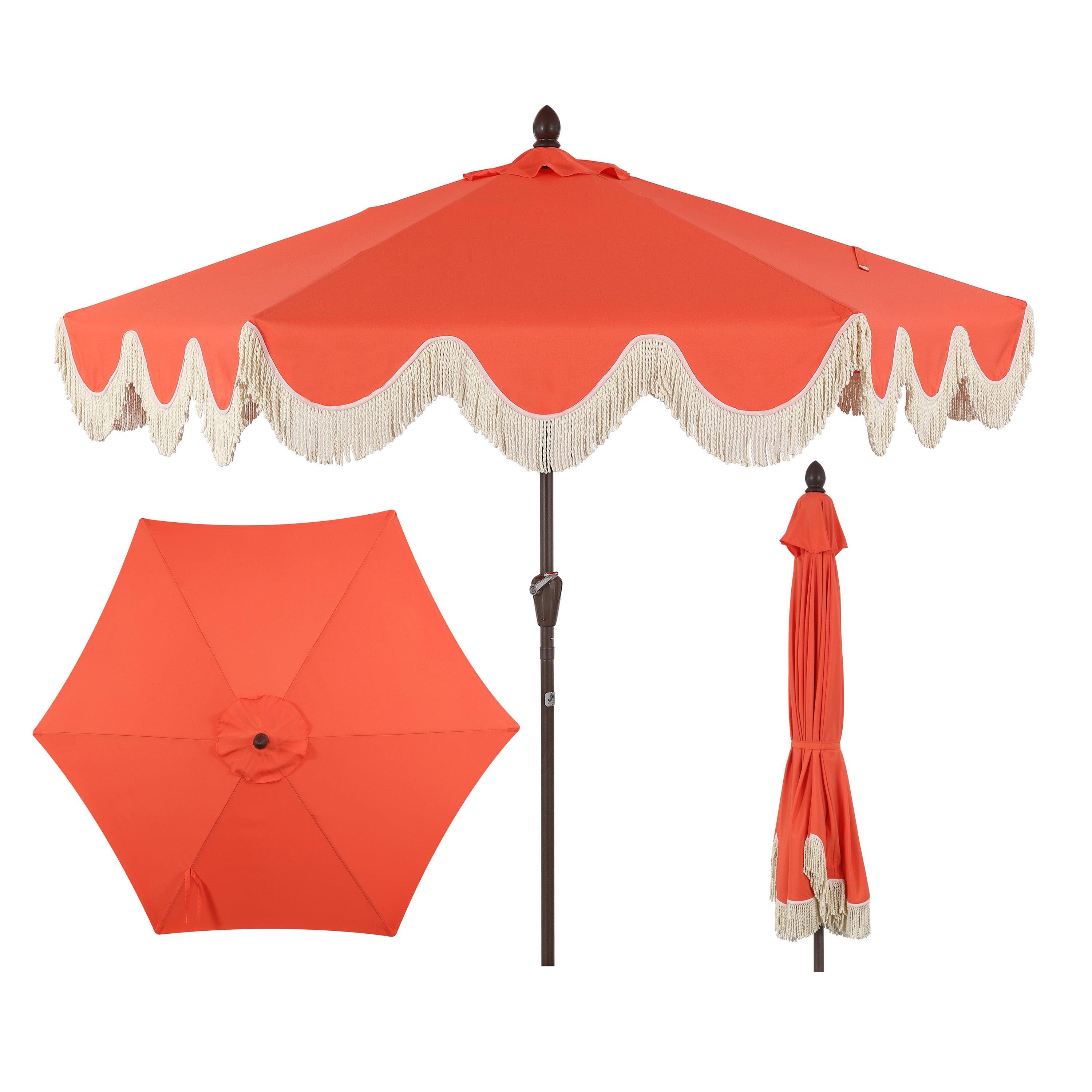 Collins Classic Cottage Tassel Market Patio Umbrella with Auto-Tilt