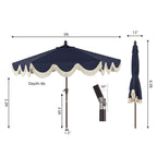 Collins Classic Cottage Tassel Market Patio Umbrella with Auto-Tilt