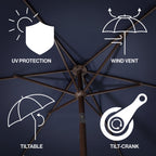 Collins Classic Cottage Tassel Market Patio Umbrella with Auto-Tilt