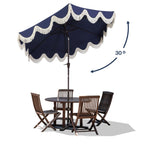Collins Classic Cottage Tassel Market Patio Umbrella with Auto-Tilt