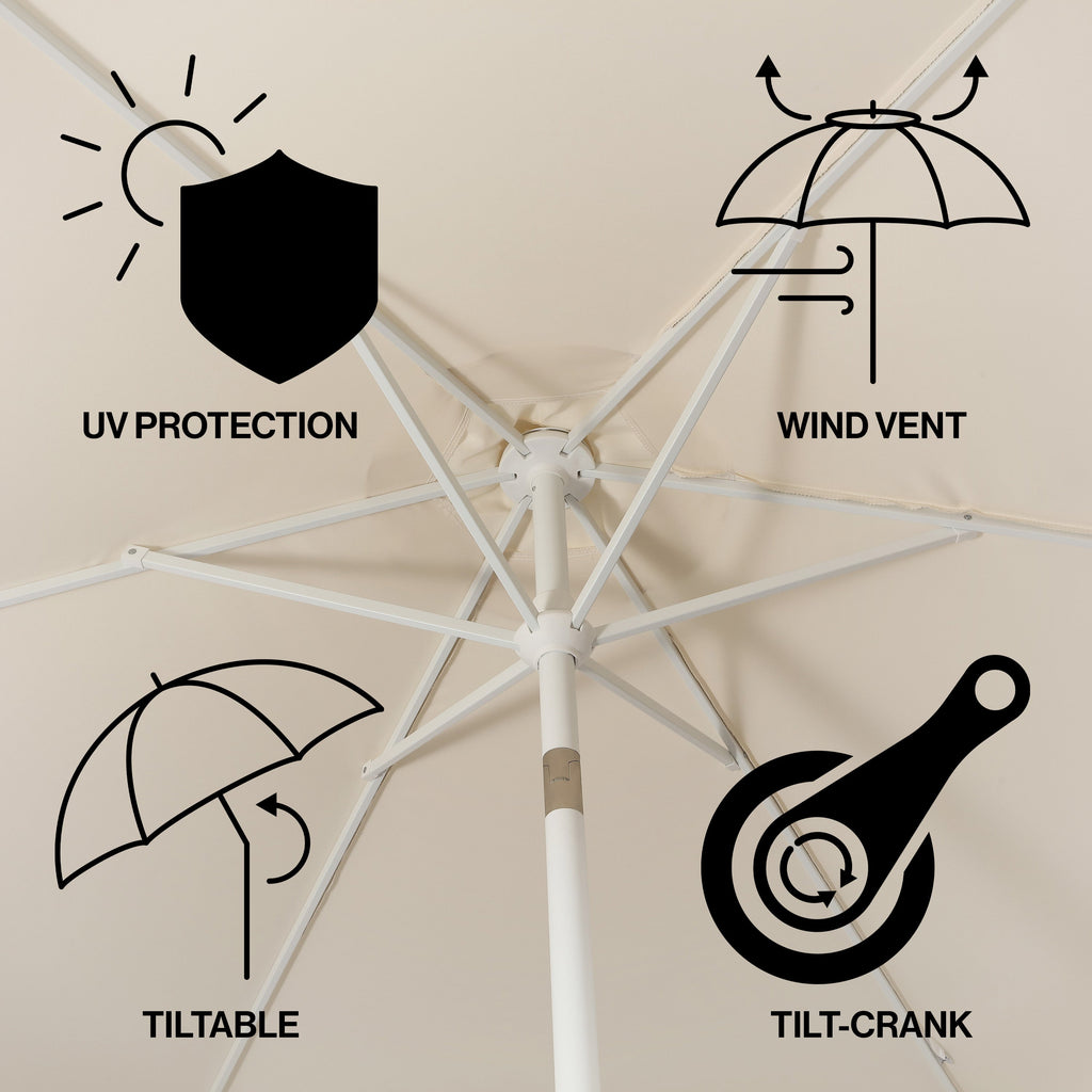 Collins Classic Cottage Tassel Market Patio Umbrella with Auto-Tilt