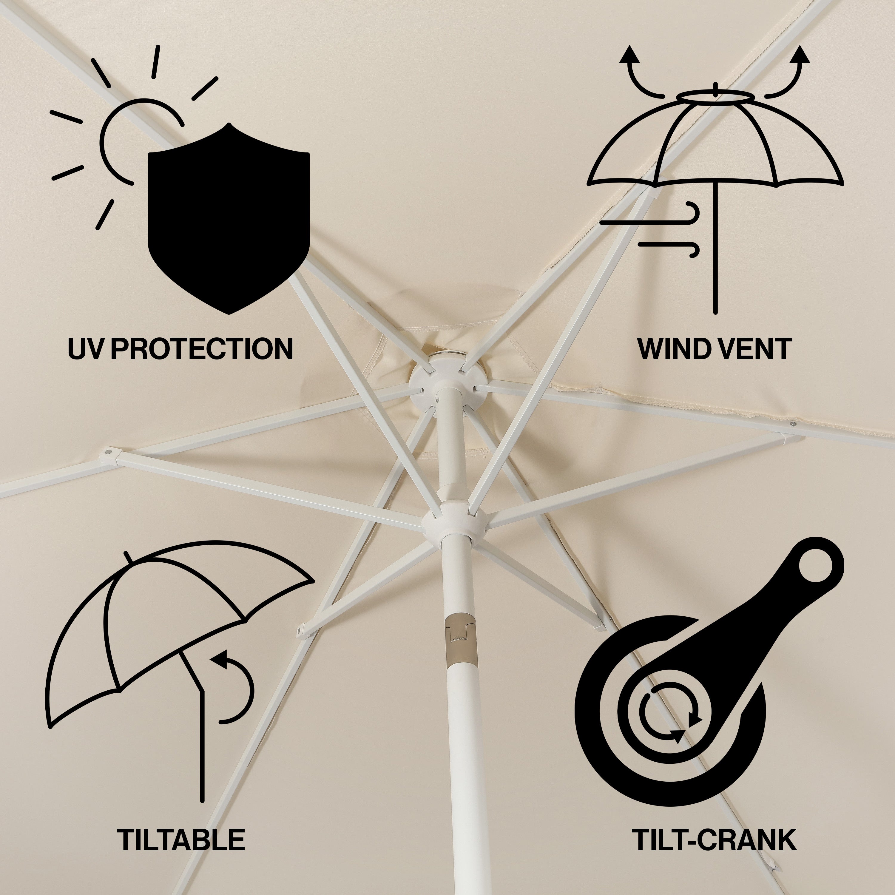 Collins Classic Cottage Tassel Market Patio Umbrella with Auto-Tilt
