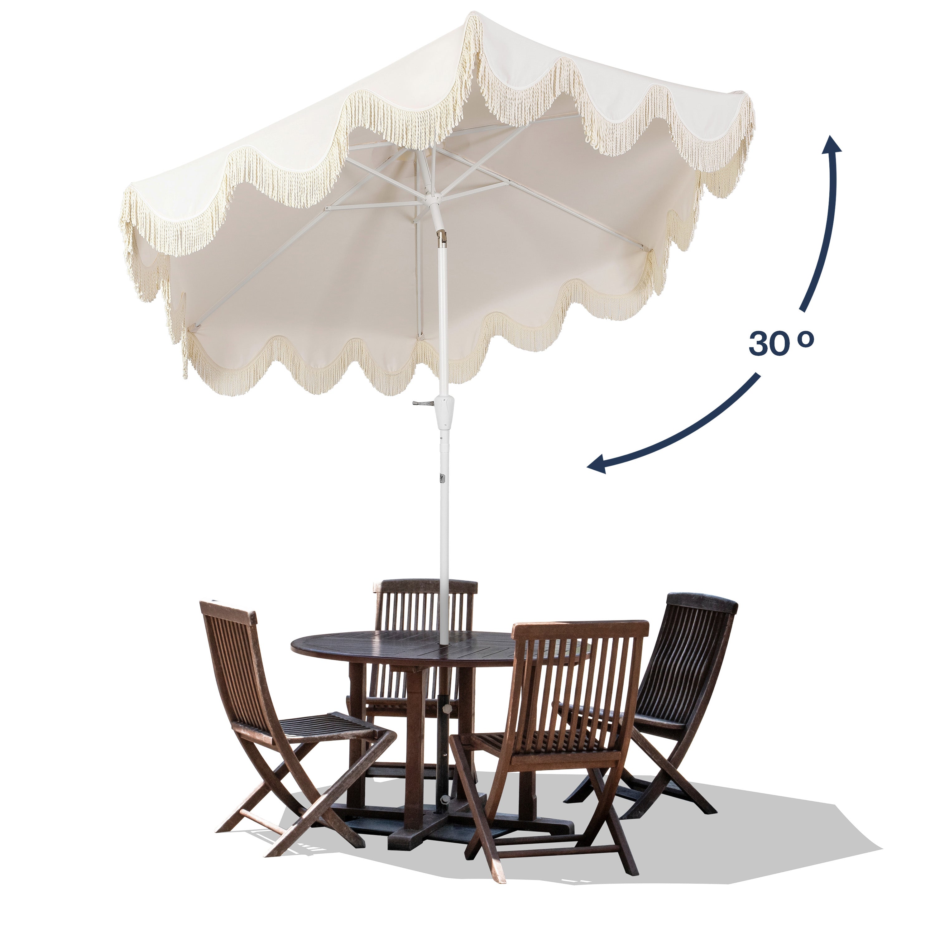 Collins Classic Cottage Tassel Market Patio Umbrella with Auto-Tilt