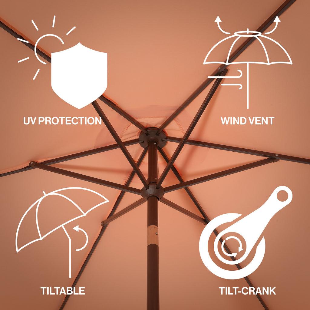 Collins Classic Cottage Tassel Market Patio Umbrella with Auto-Tilt