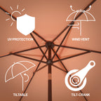 Collins Classic Cottage Tassel Market Patio Umbrella with Auto-Tilt